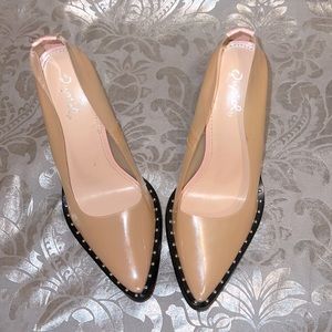 Sexy nude and pink studded heels